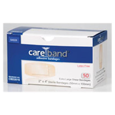 Bandage Strips Sheer Careband 2x4" Flexible Natural LF 50/Bx, 12 BX/CA - Surgical Supplies NY